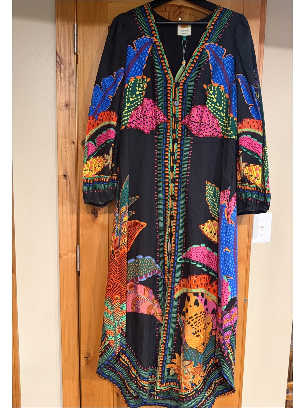 FARM RIO Black Cool Leopards Maxi Dress